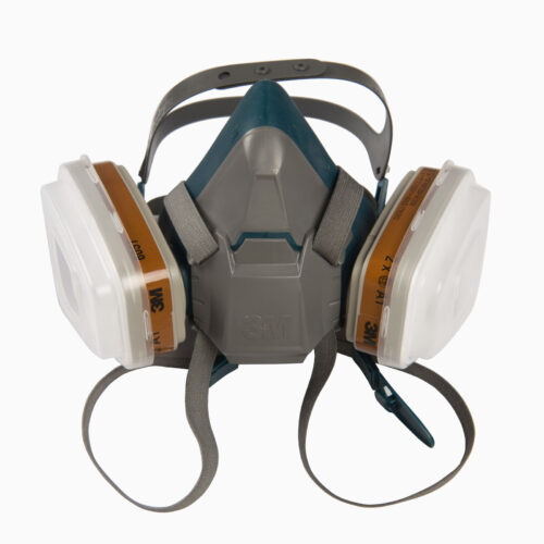 3M-6502 Μάσκα μισού προσώπου σιλικόνης, μόνιμη. Δέχεται 2 φίλτρα, 2 προφίλτρα και 2 καλύμματα προφίλτρων.